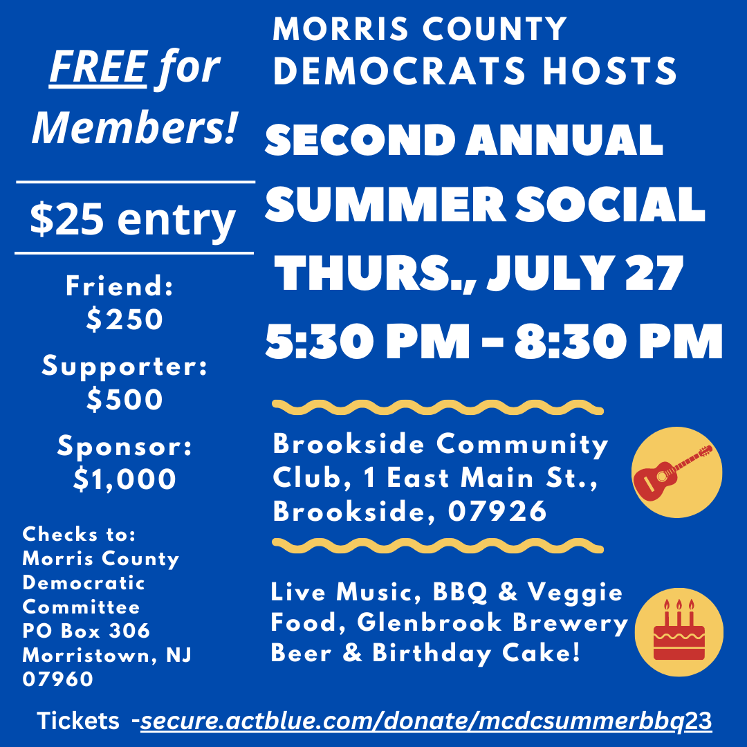 Morris County Democrats Summer BBQ & Birthday Celebration!
